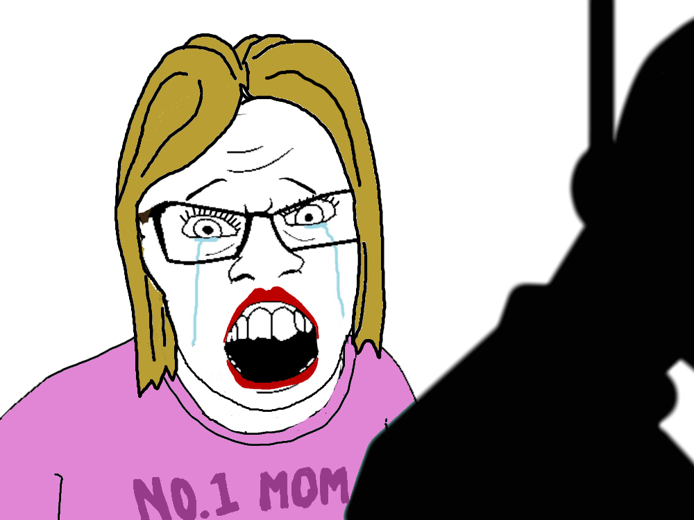 Soybooru Post 18432 2soyjaks Clothes Crying Female Glasses Hair Makeup Mother Openmouth Rope